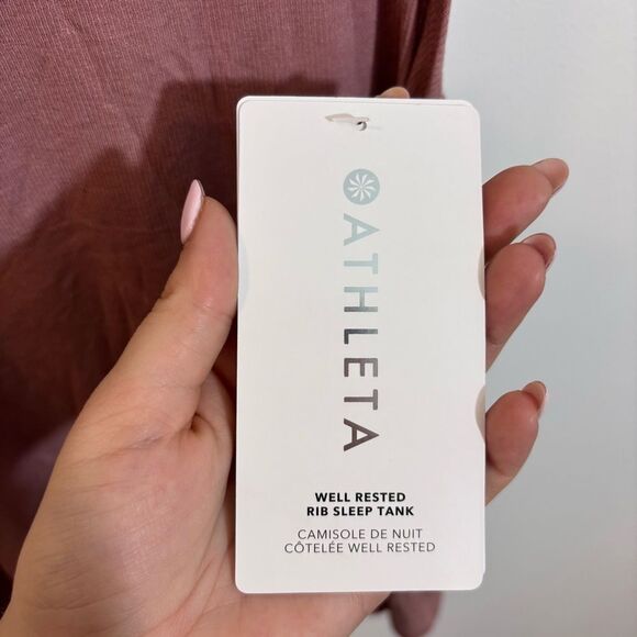 Athleta Well Rested Rib Sleep Tank NEW with tags Size Small Mauve Pink - Picture 10 of 15